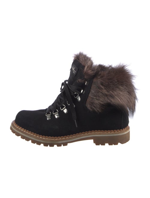 Montelliana Suede Fur Trim Combat Boots