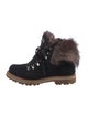 Montelliana Suede Fur Trim Combat Boots