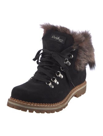 Montelliana Suede Fur Trim Combat Boots