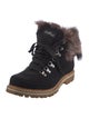 Montelliana Suede Fur Trim Combat Boots