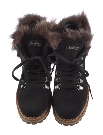 Montelliana Suede Fur Trim Combat Boots