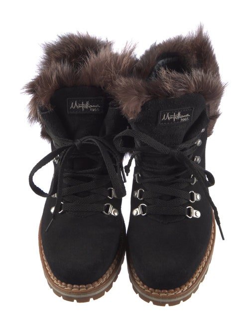 Montelliana Suede Fur Trim Combat Boots