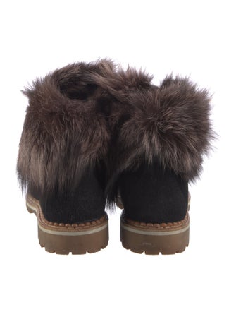 Montelliana Suede Fur Trim Combat Boots