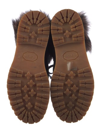 Montelliana Suede Fur Trim Combat Boots