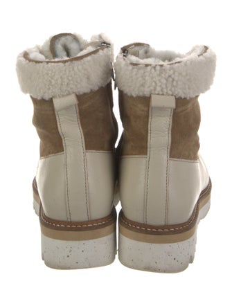 Montelliana Suede Colorblock Pattern Combat Boots