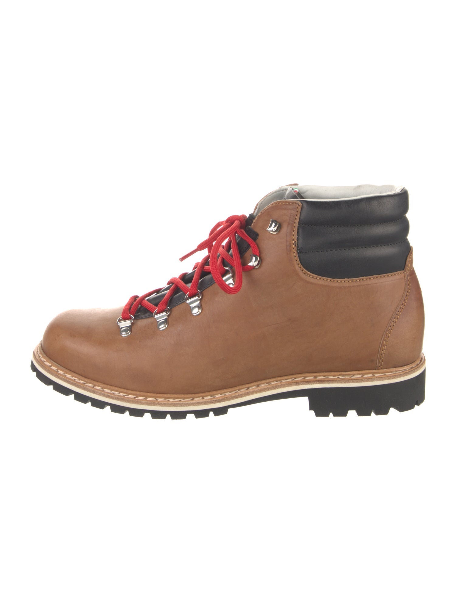 Montelliana Leather Colorblock Pattern Hiking Boots