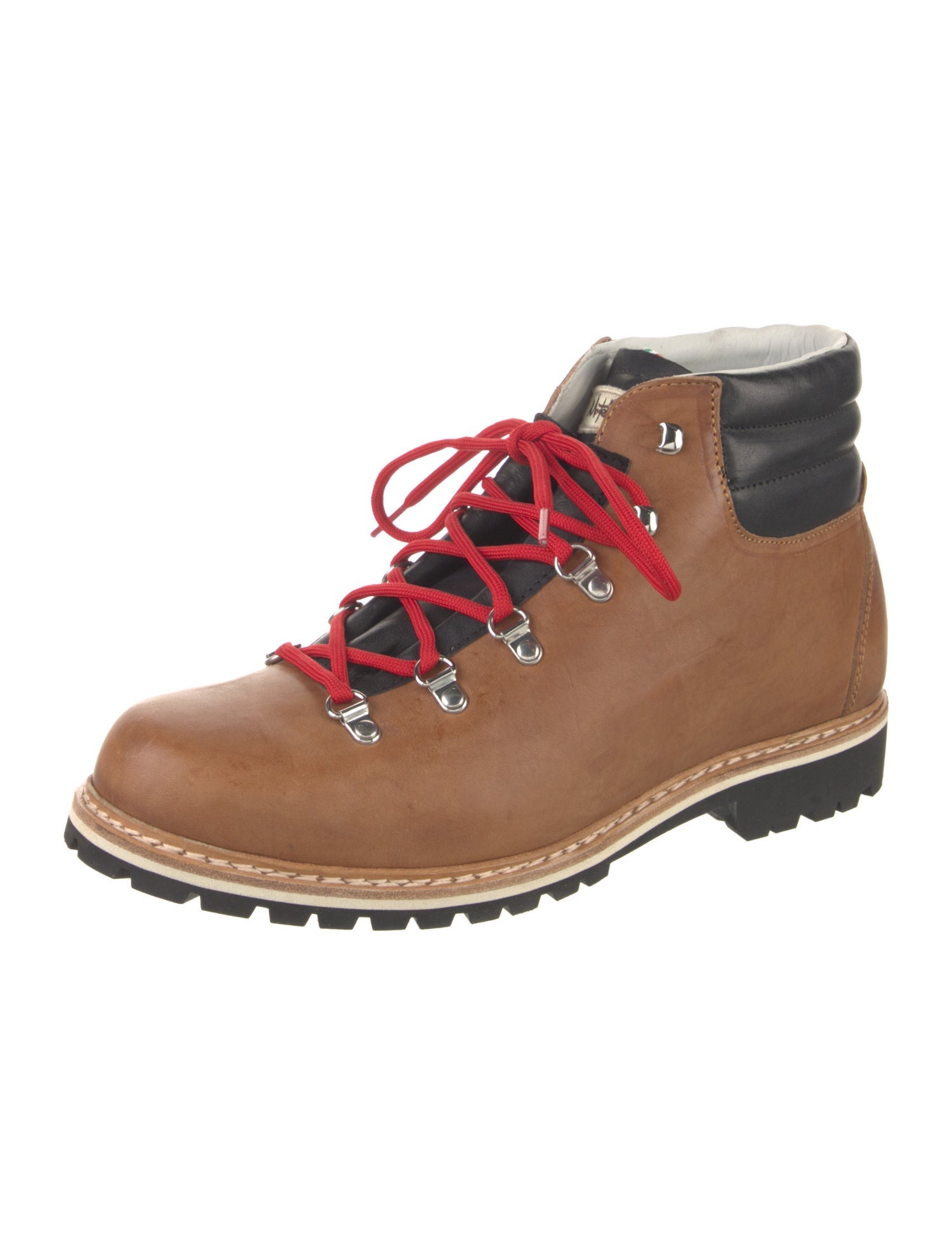 Montelliana Leather Colorblock Pattern Hiking Boots