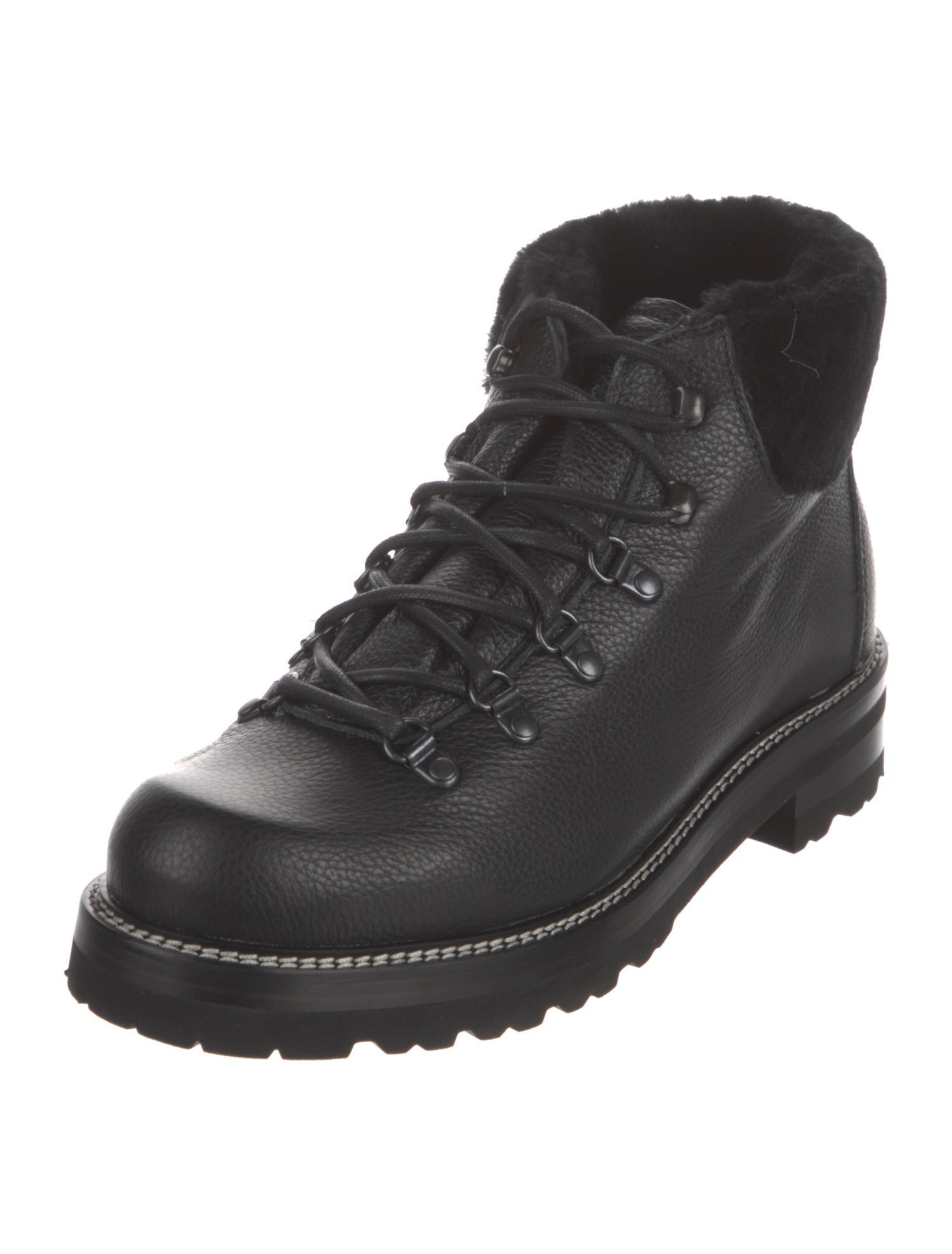 Montelliana Leather Faux Fur Trim Hiking Boots