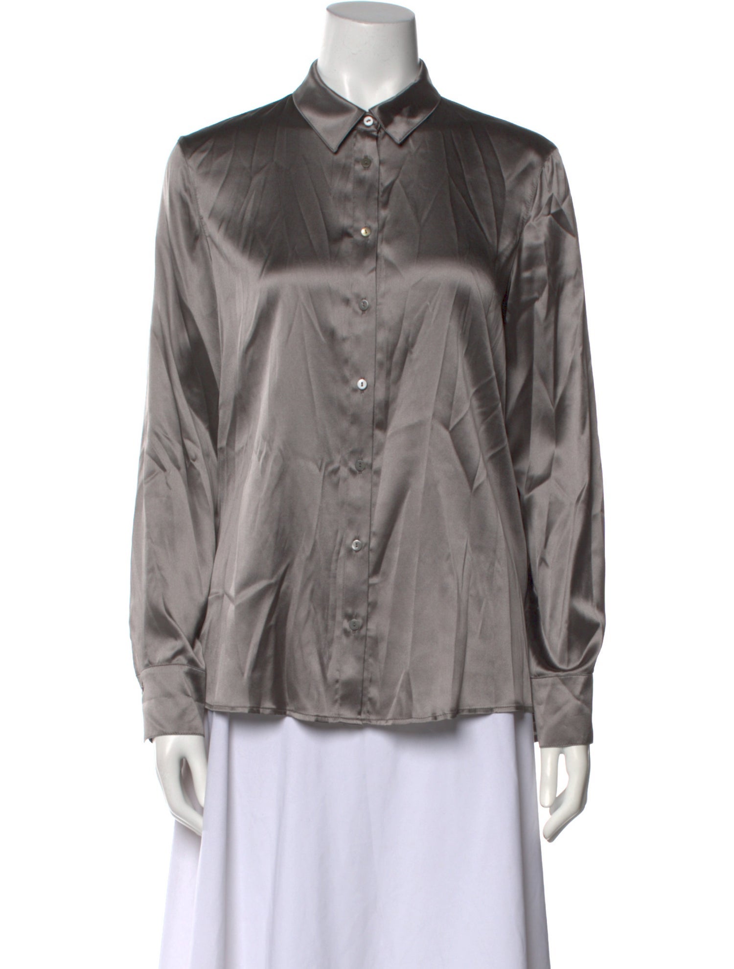 Purotatto Silk Long Sleeve Button-Up Top