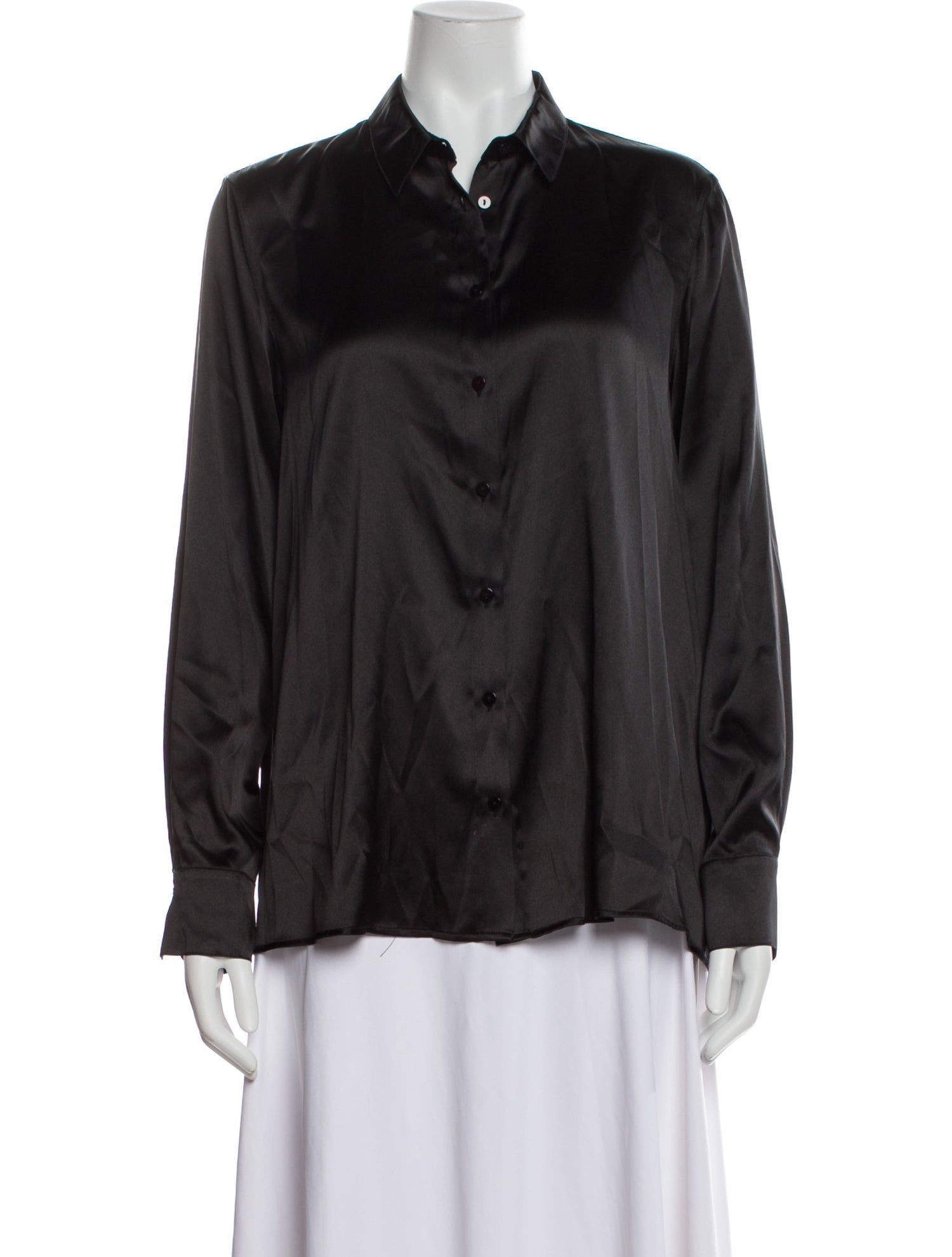 Purotatto Silk Long Sleeve Button-Up Top