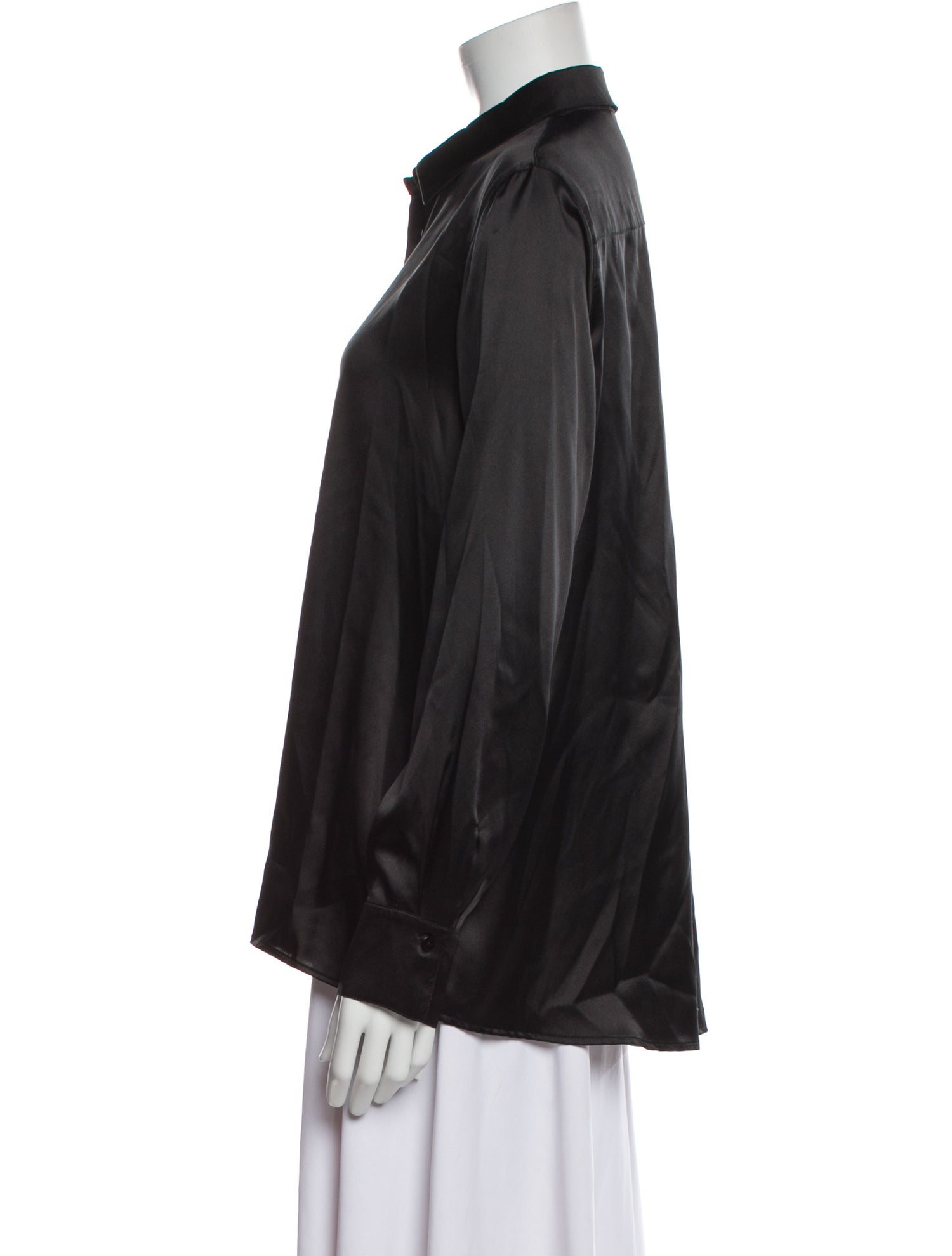 Purotatto Silk Long Sleeve Button-Up Top