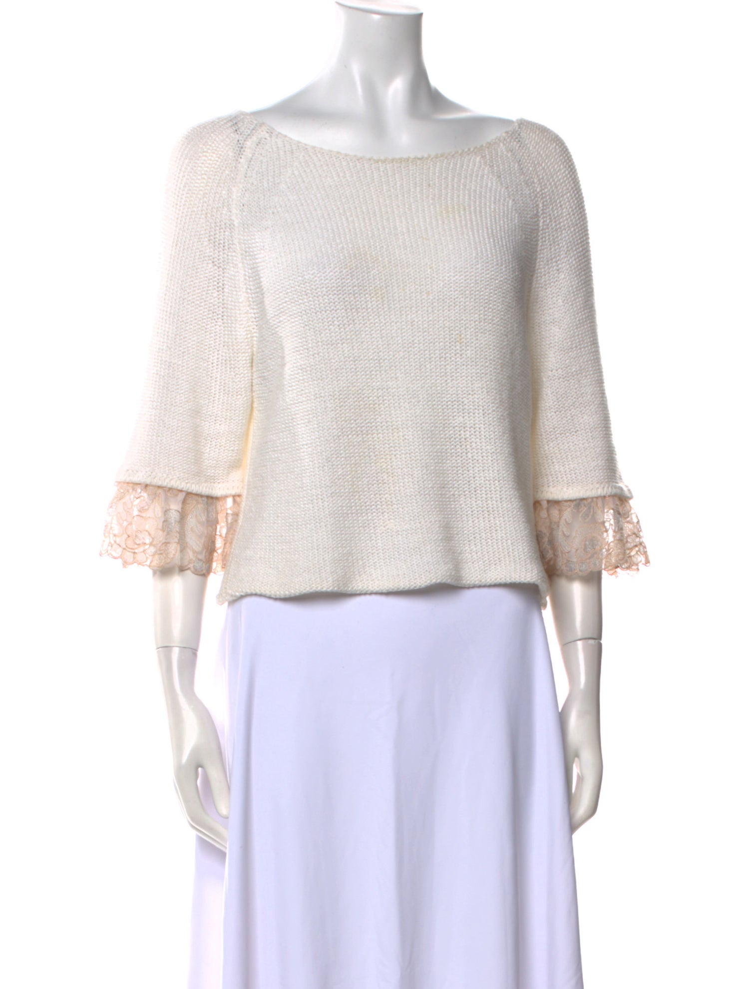 Purotatto Bateau Neckline Three-Quarter Sleeve Crop Top