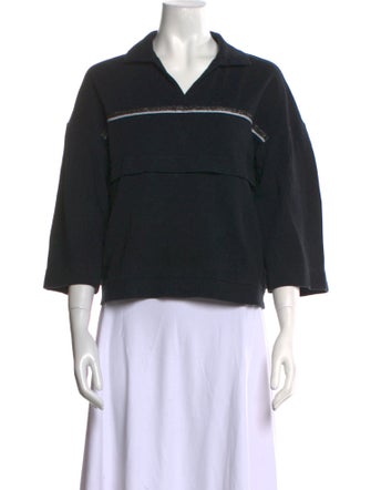 Purotatto V-Neck Three-Quarter Sleeve Sweatshirt