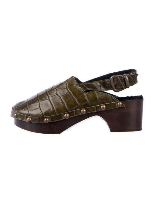 Avec Modération Leather Slingback Flats Green