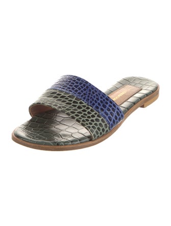 Avec Modération Leather Printed Slides