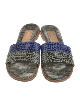 Avec Modération Leather Printed Slides