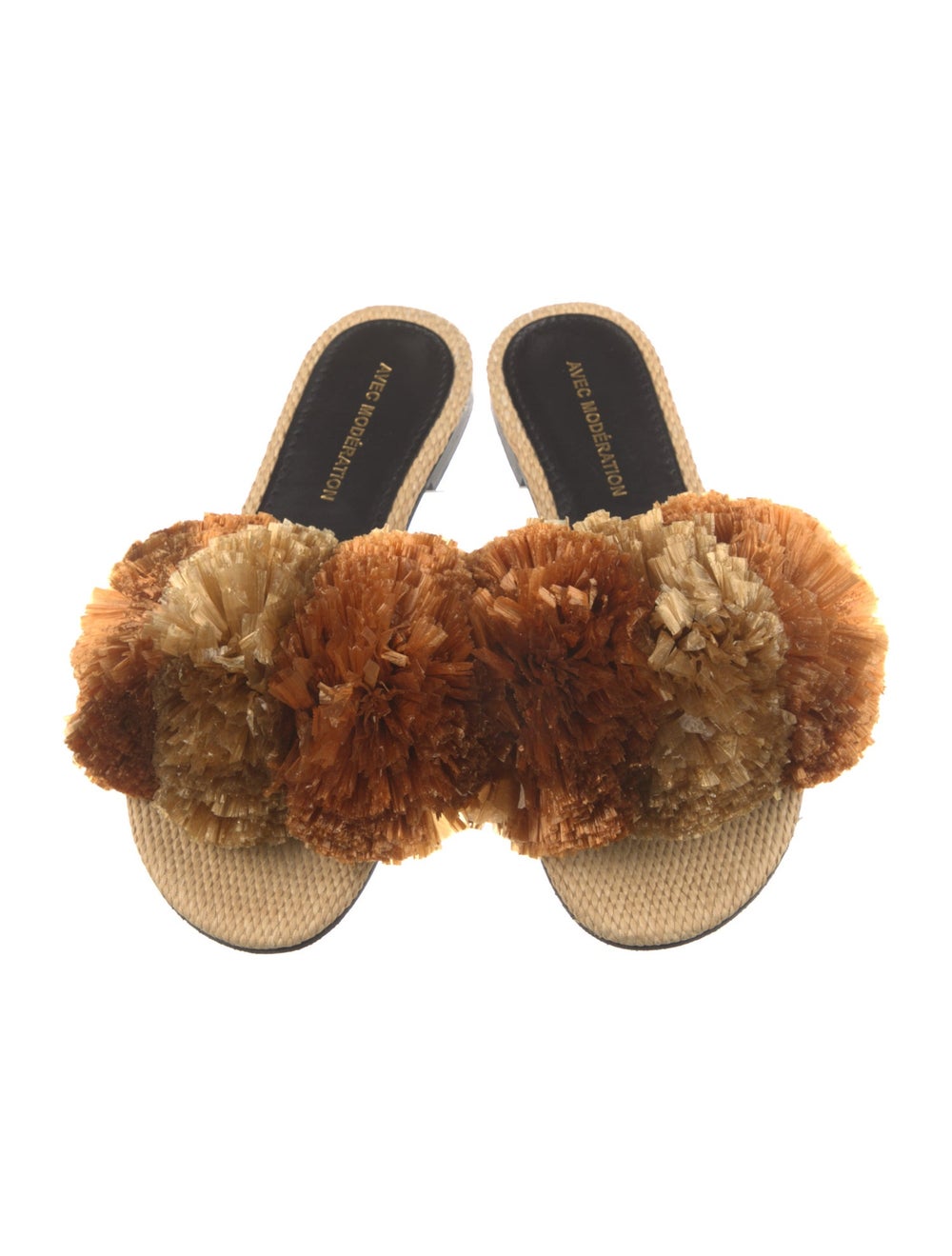 Avec Modération Raffia Colorblock Pattern Slides - image 3