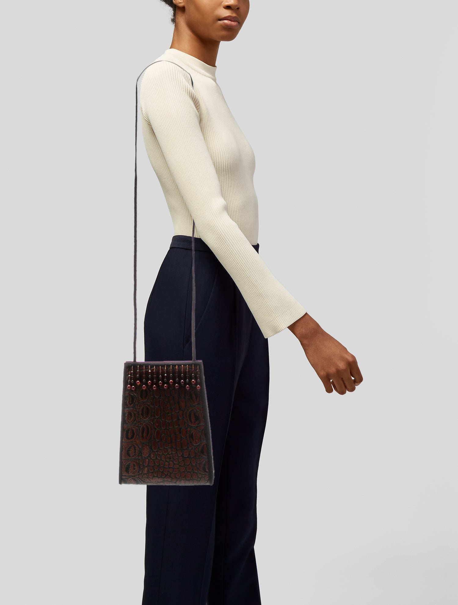 Moo Roo Embossed Leather Crossbody Bag