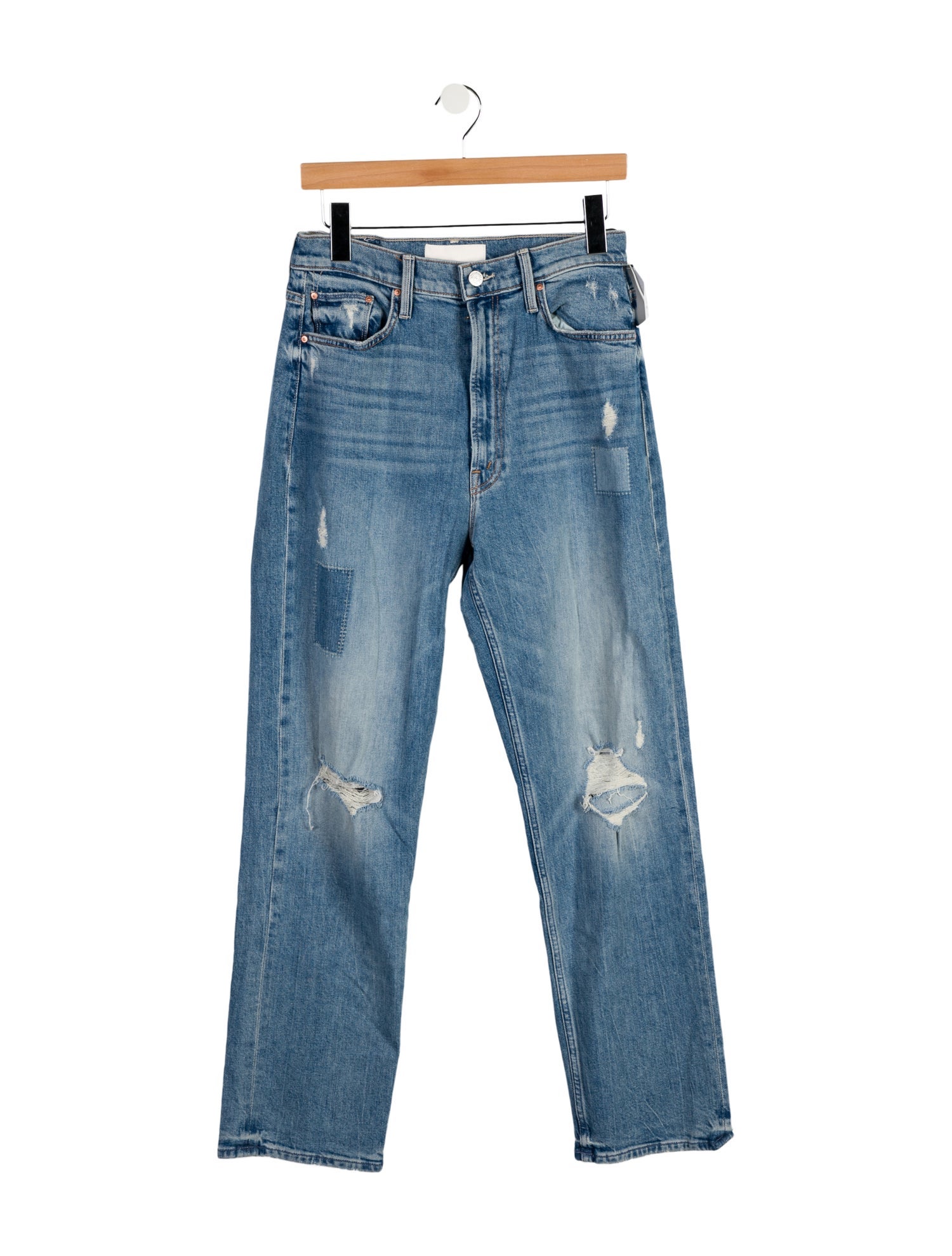 Moussy High-Rise Straight Leg Jeans - Blue, 12