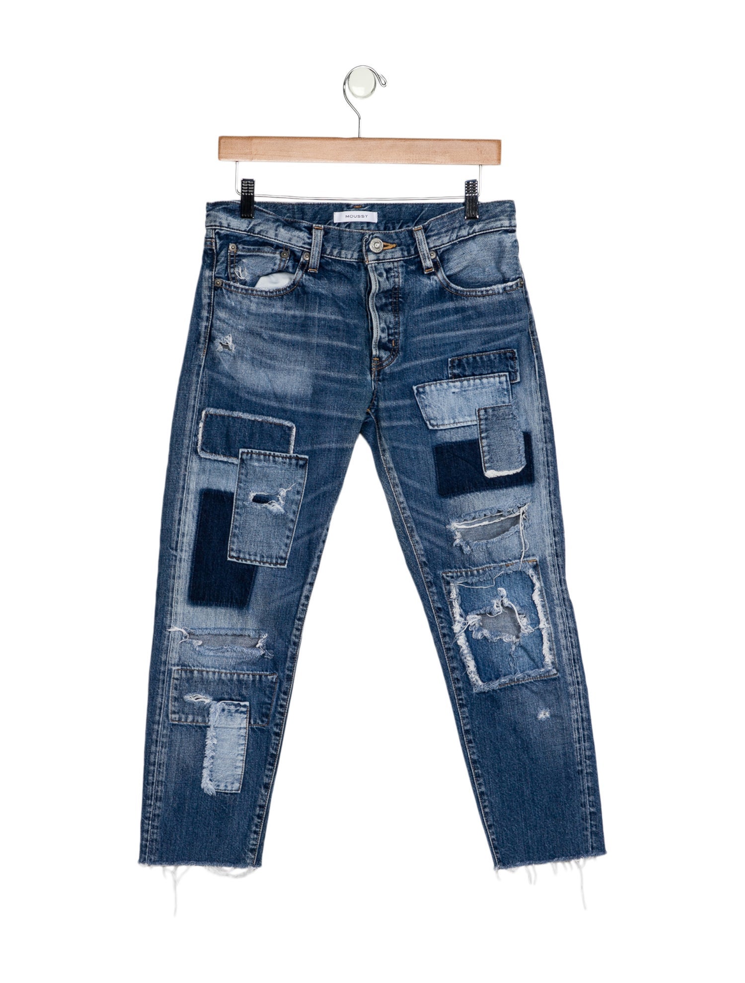Moussy Mid-Rise Straight Leg Jeans - Blue, 10.75