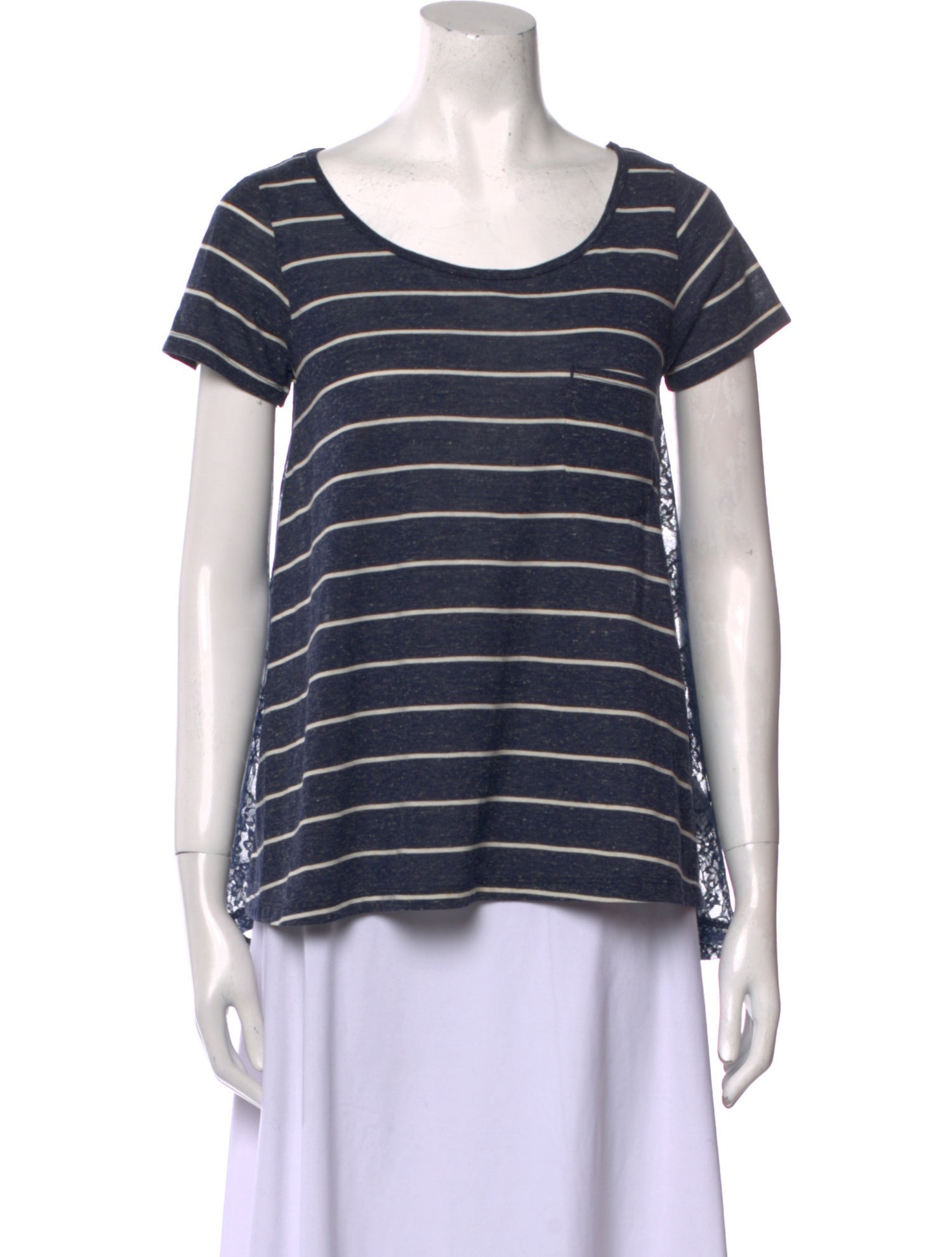 Moussy Striped Scoop Neck T-Shirt