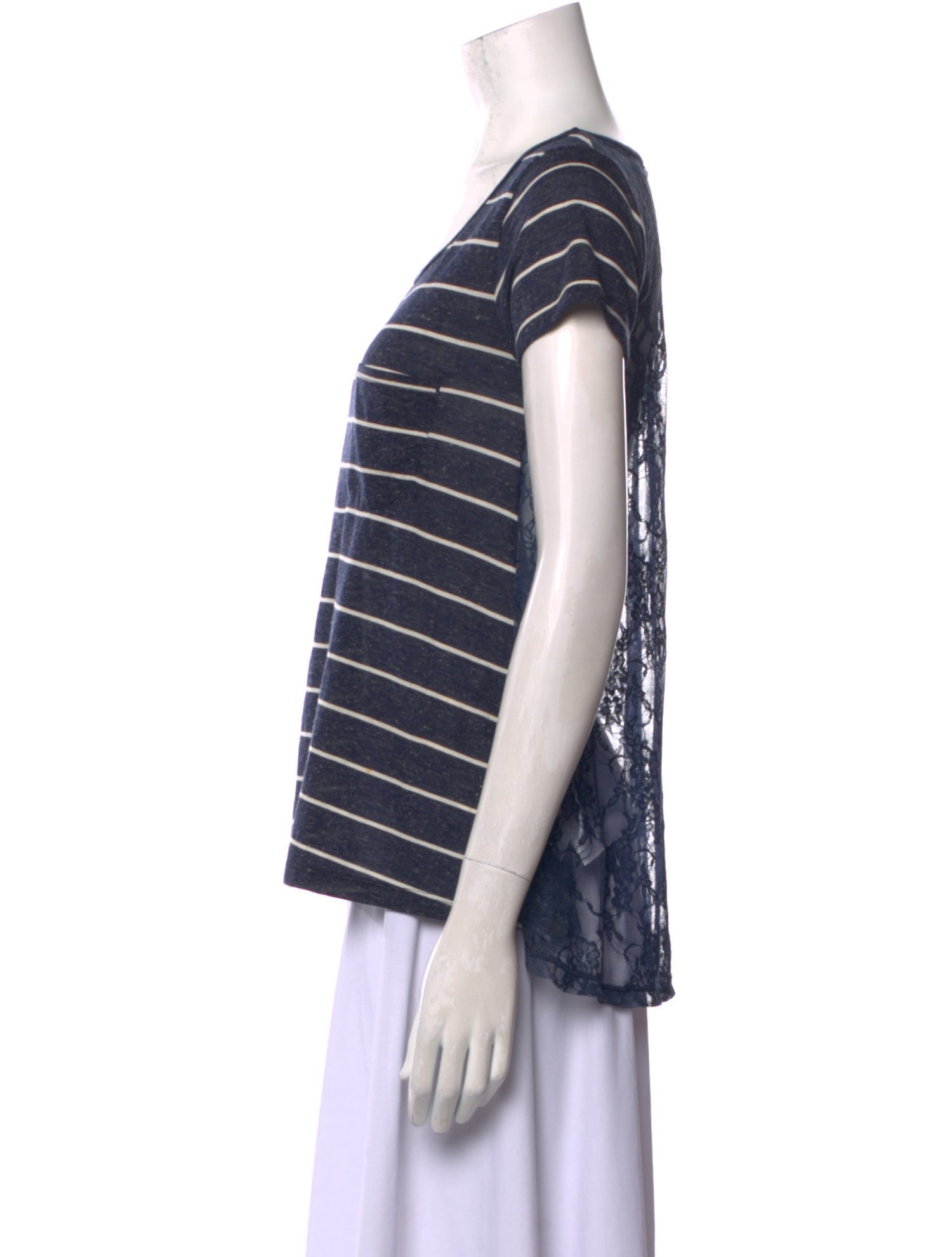 Moussy Striped Scoop Neck T-Shirt