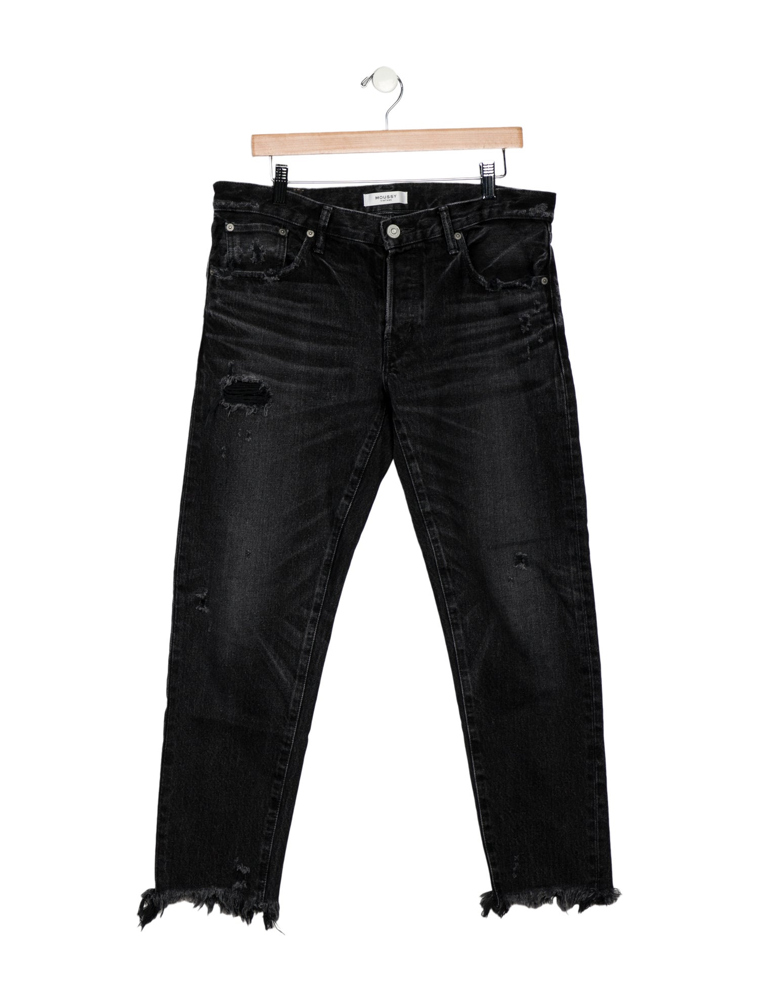 Moussy Mid-Rise Straight Leg Jeans - Black, 10.5