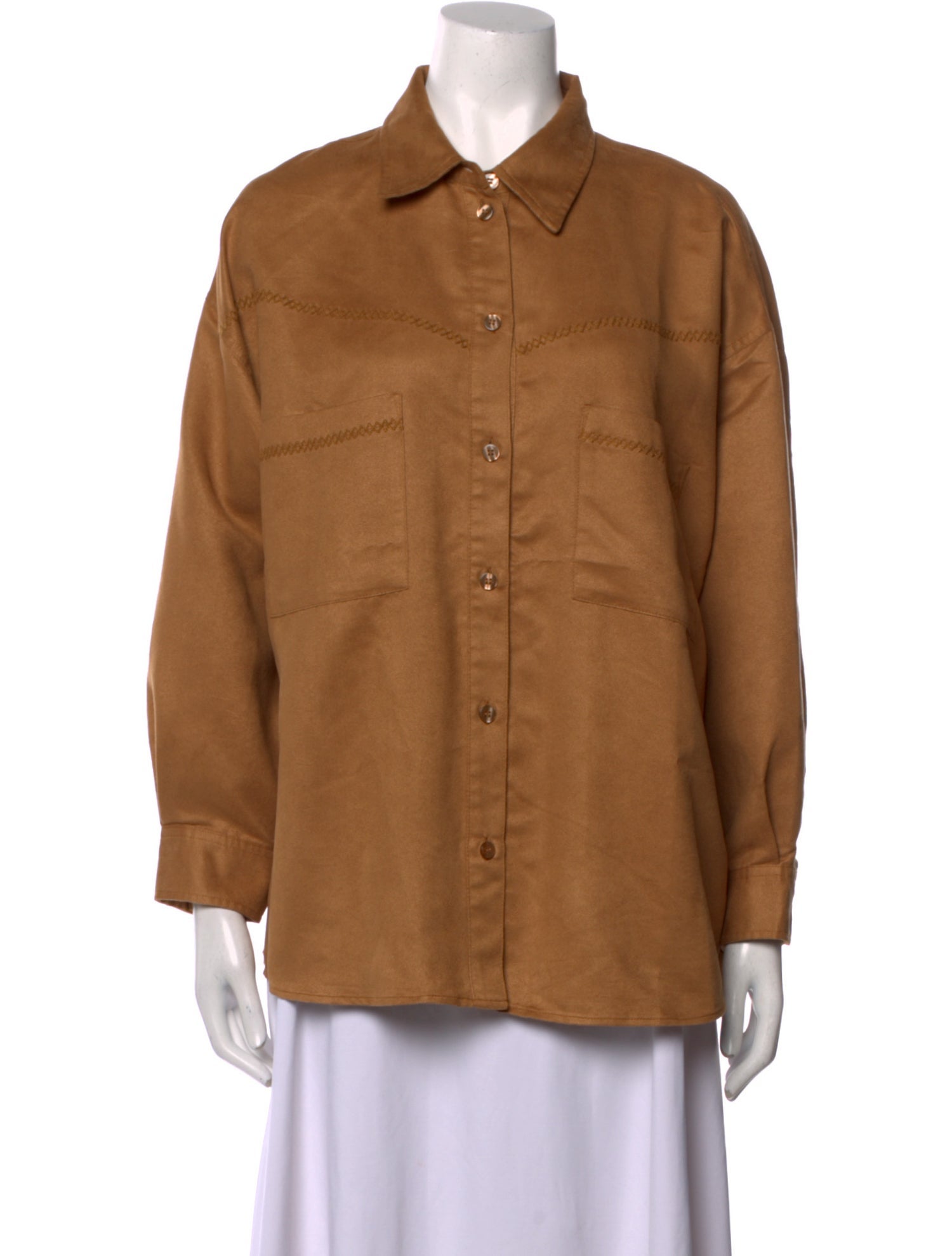 Moussy Three-Quarter Sleeve Button-Up Top