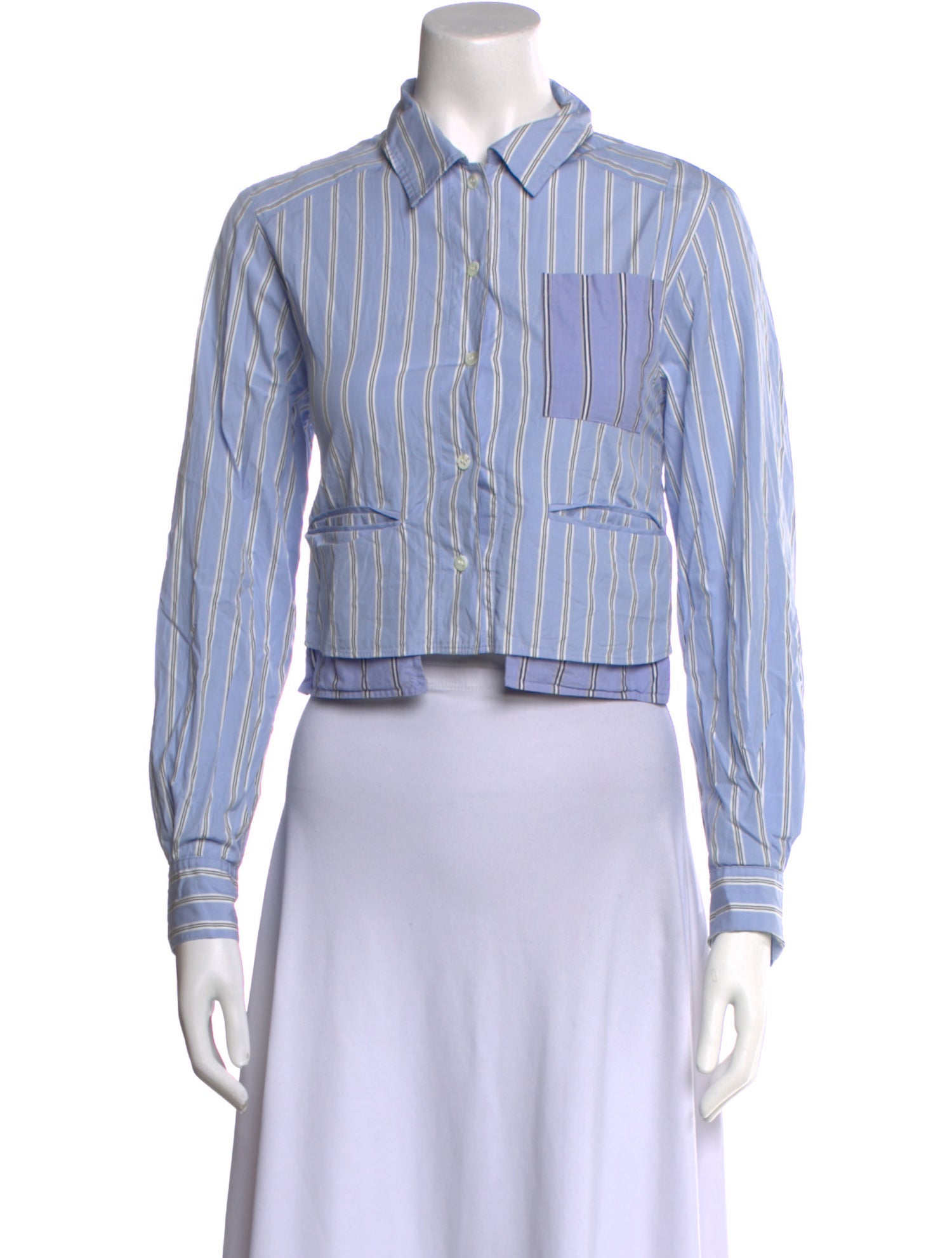 Moussy Striped Long Sleeve Crop Top