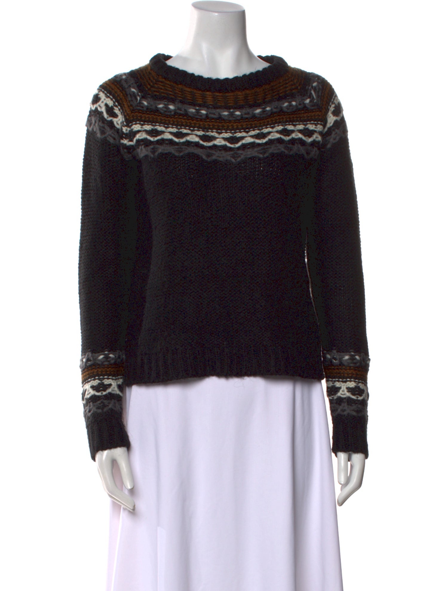 Moussy Graphic Print Scoop Neck Sweater