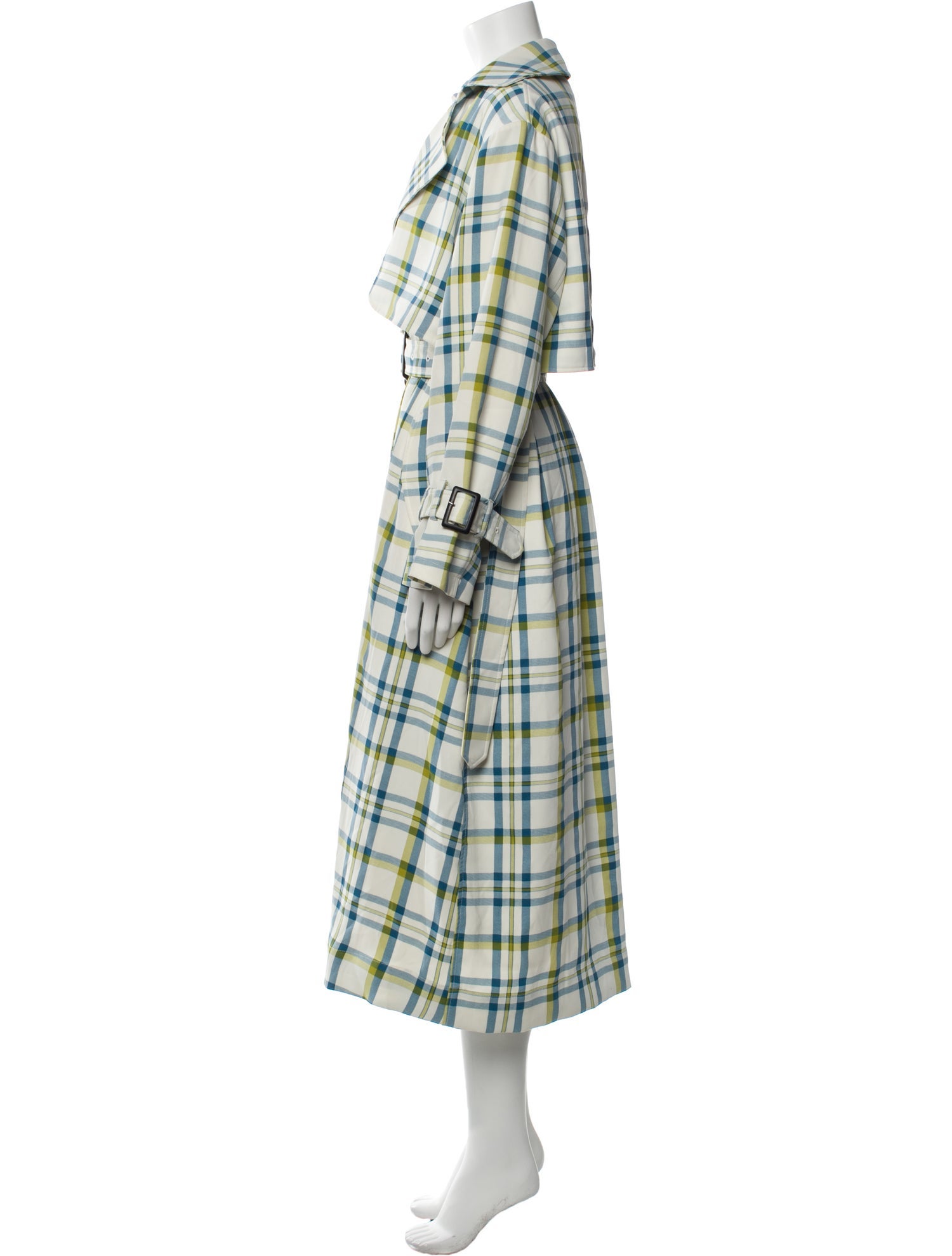 Moussy Plaid Print Trench Coat