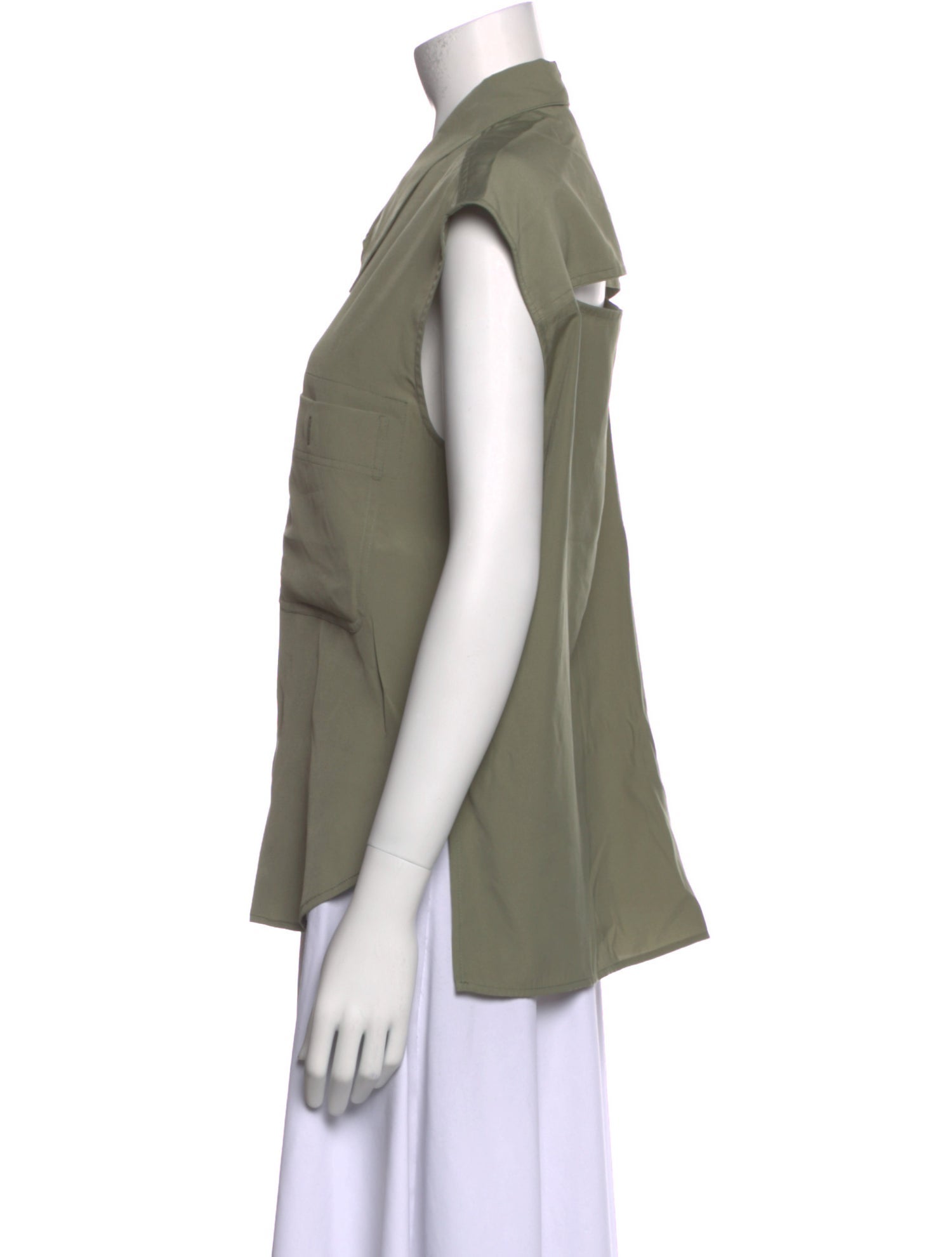 Moussy Silk Short Sleeve Button-Up Top