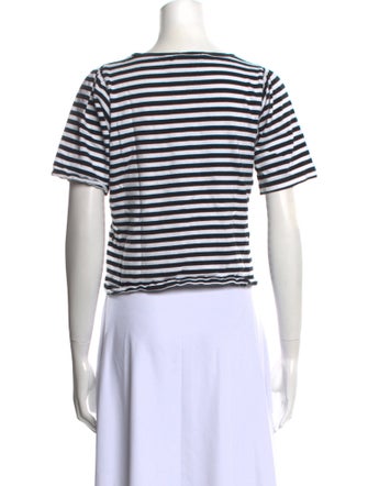 Moussy Striped Crew Neck Crop Top