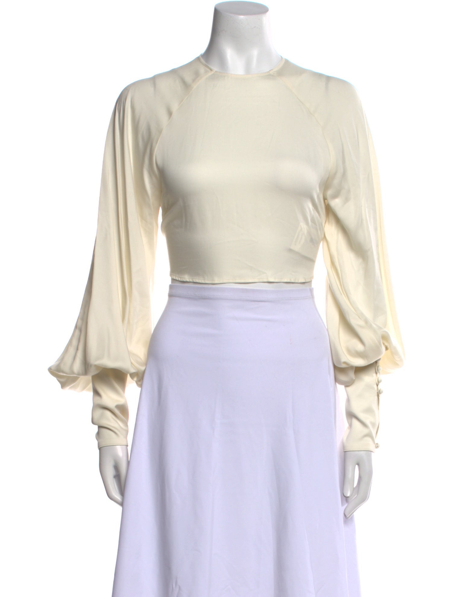 Moussy Crew Neck Long Sleeve Crop Top