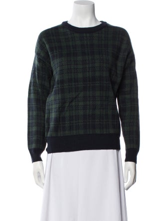 Moussy Plaid Print Crew Neck Sweater