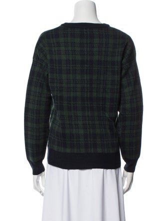 Moussy Plaid Print Crew Neck Sweater