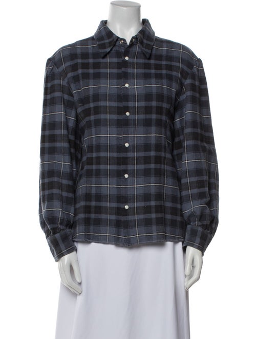 Moussy Plaid Print Long Sleeve Button-Up Top