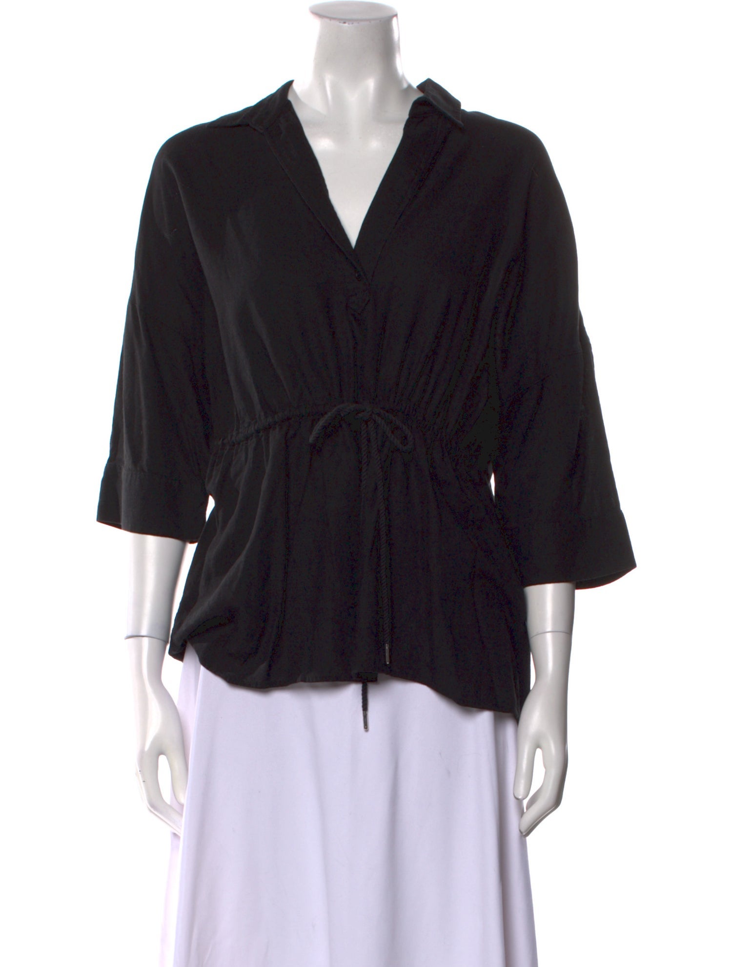 Moussy V-Neck Three-Quarter Sleeve Blouse