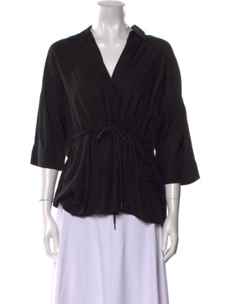 Moussy V-Neck Three-Quarter Sleeve Blouse