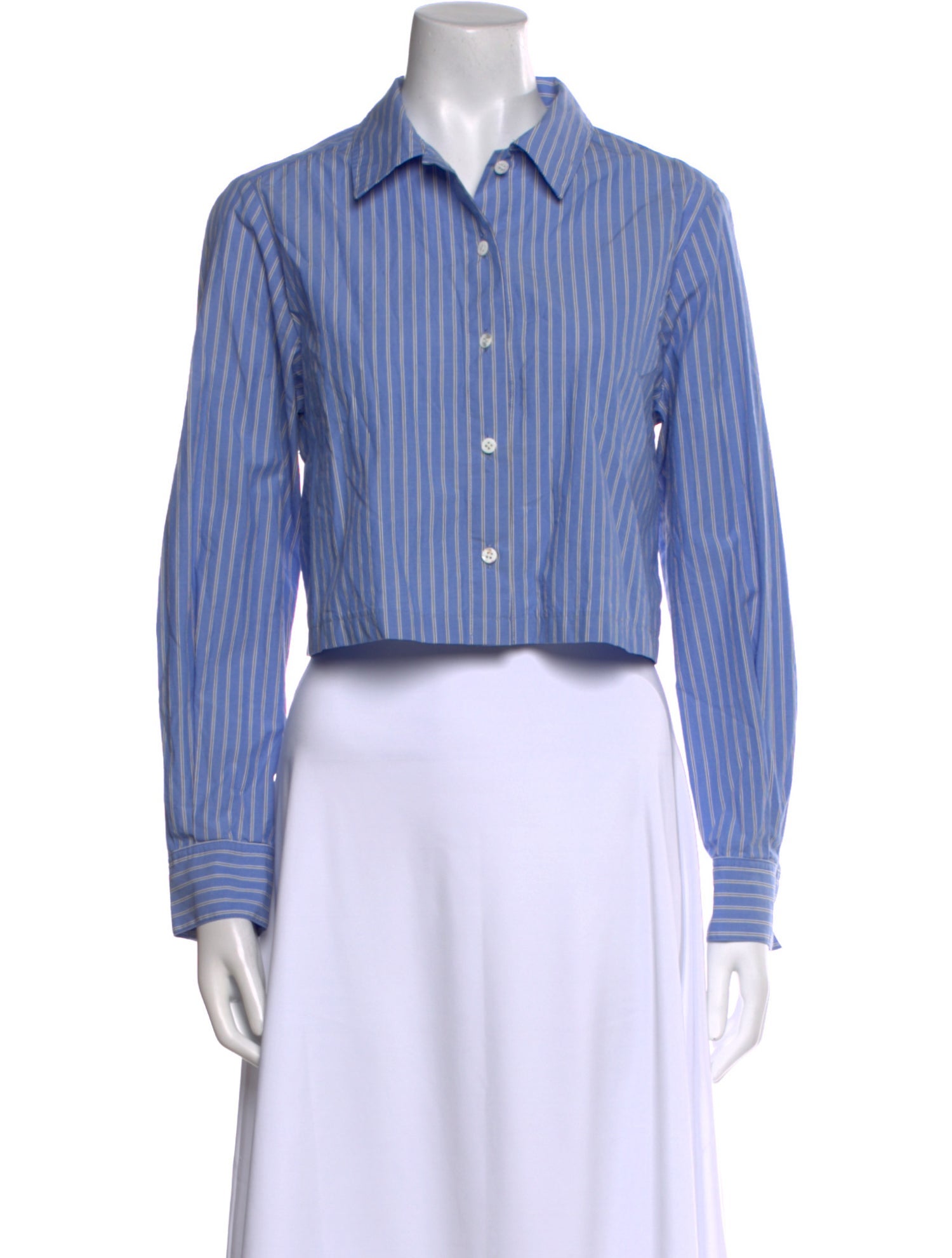 Moussy Striped Long Sleeve Crop Top