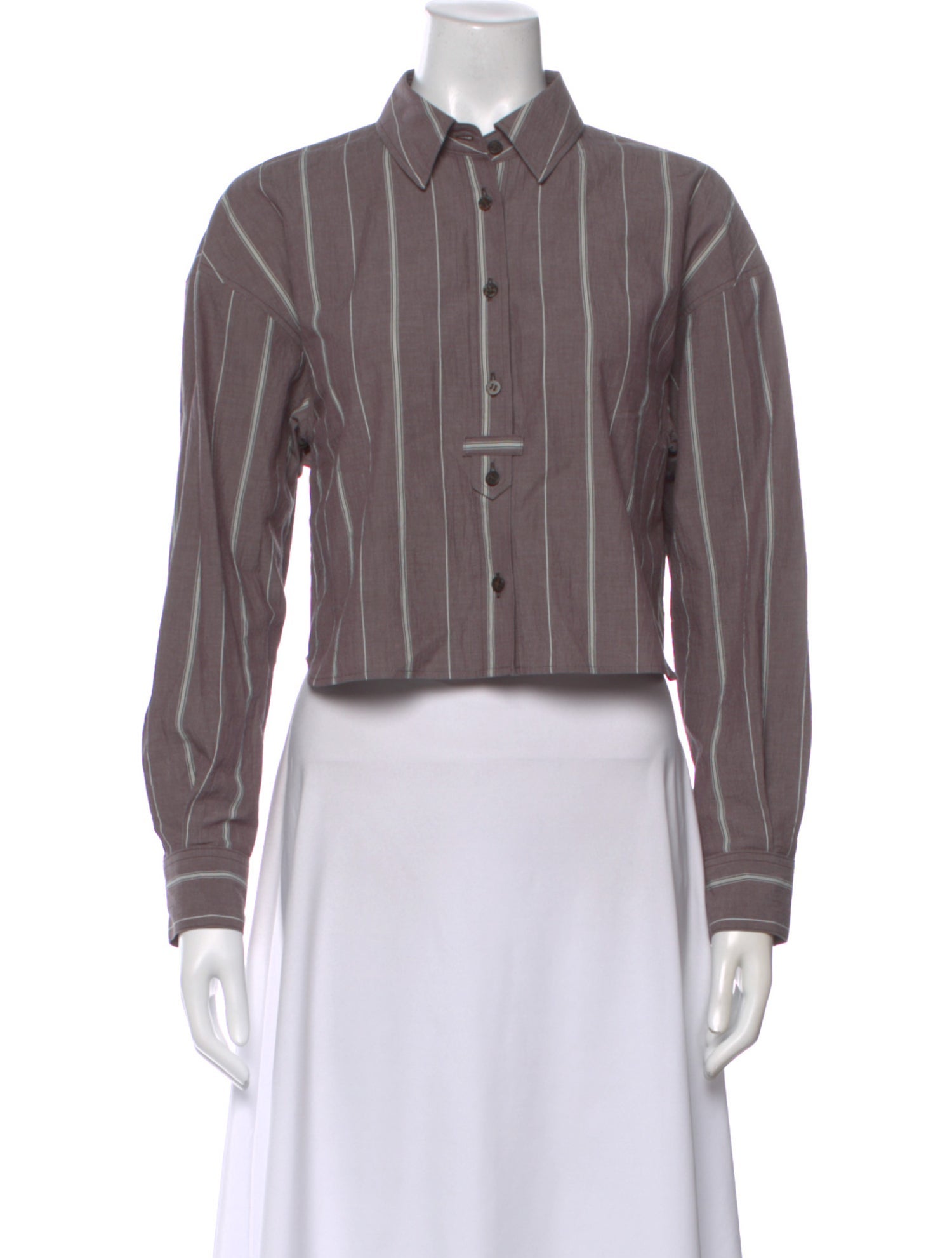 Moussy Striped Long Sleeve Button-Up Top