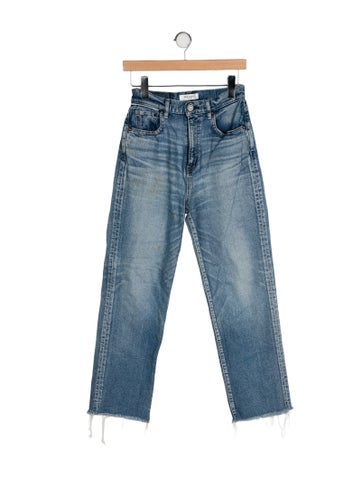 Pre-owned Moussy High-rise Straight Leg Jeans In Blue