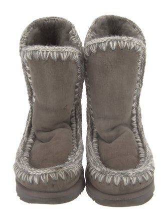 Mou Suede Whipstitch Trim Lace-Up Boots