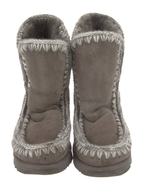 Mou Suede Whipstitch Trim Lace-Up Boots