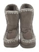 Mou Suede Whipstitch Trim Lace-Up Boots