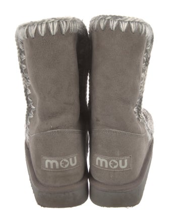 Mou Suede Whipstitch Trim Lace-Up Boots