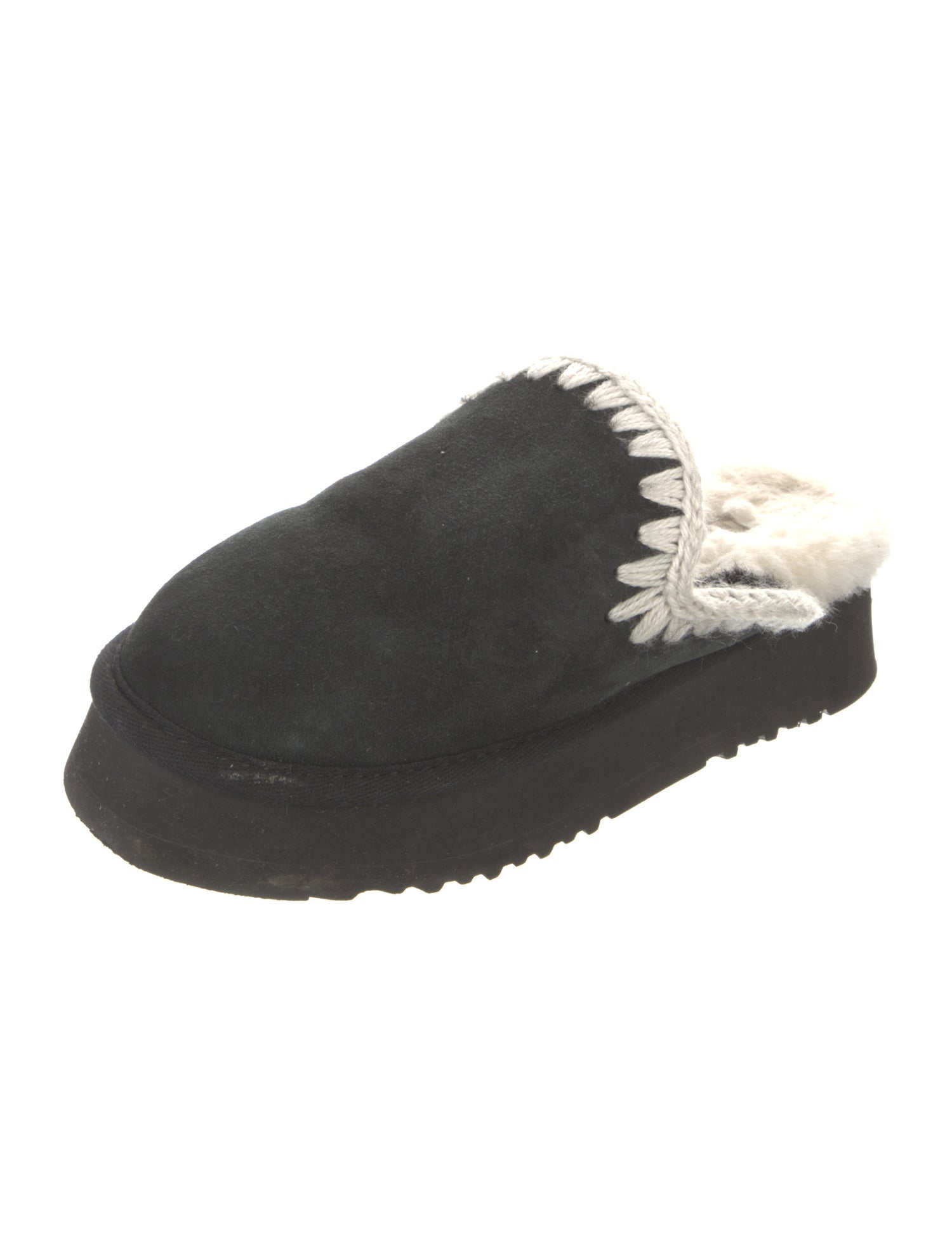 Mou Suede Whipstitch Trim Mules