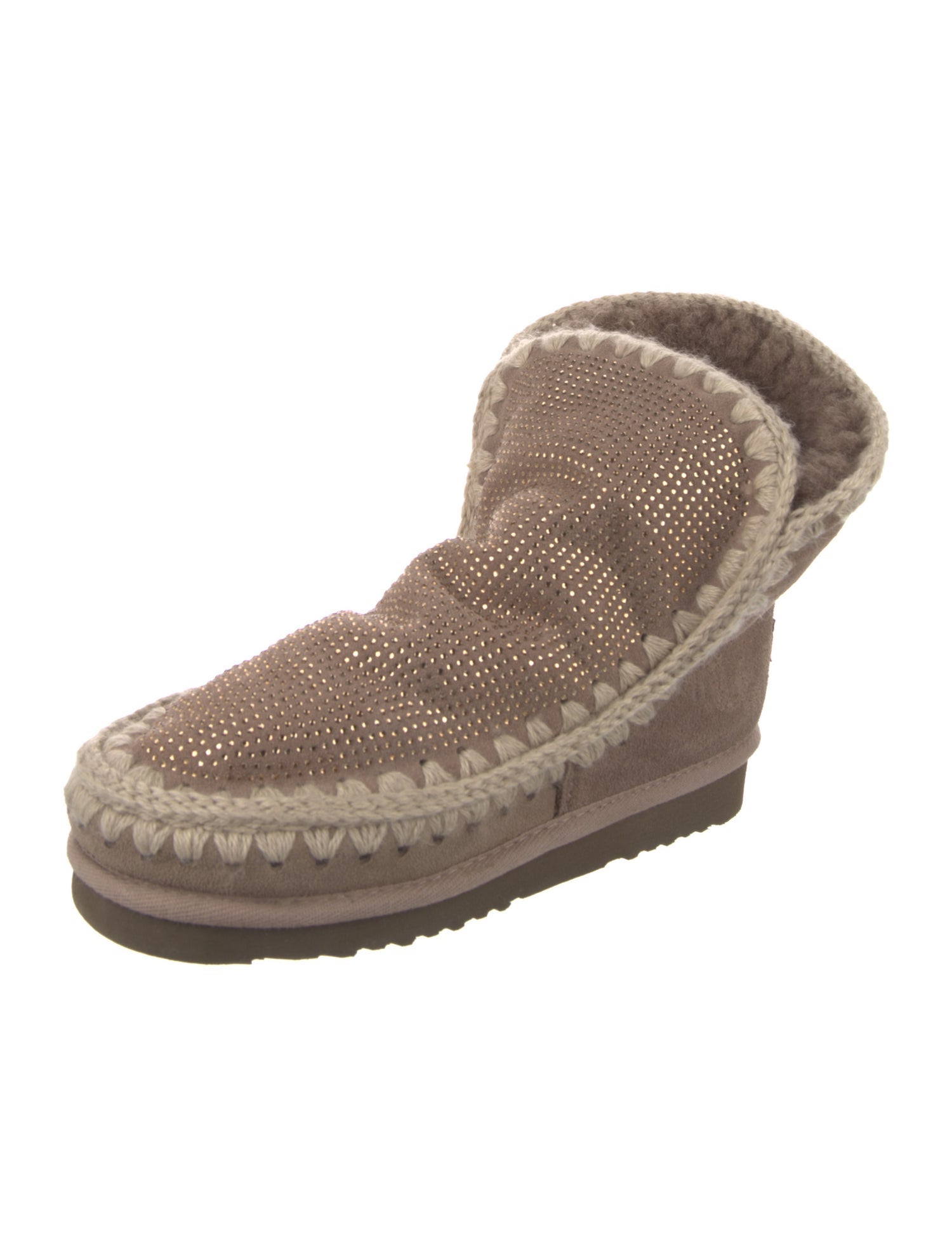 Mou Leather Crochet Trim Lace-Up Boots