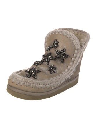 Mou Suede Crystal Embellishments Hiking Boots