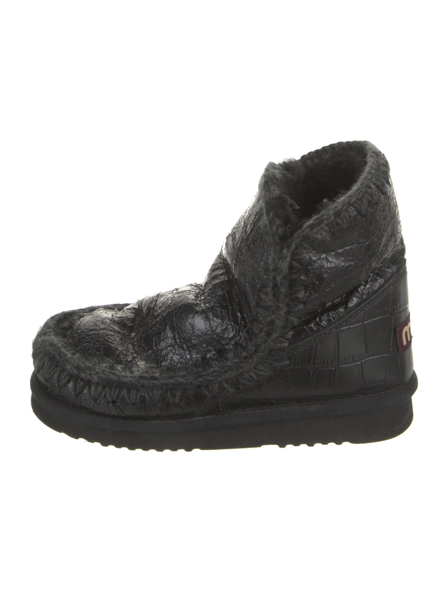 Mou Leather Printed Combat Boots